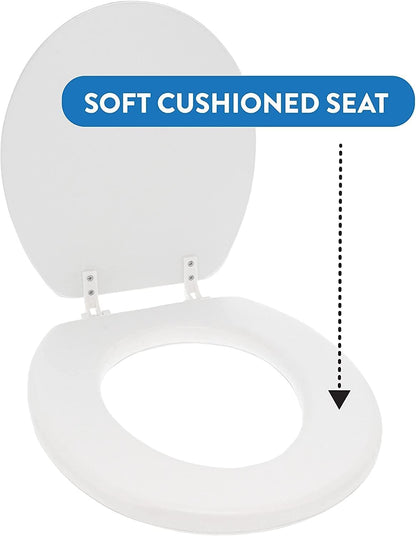 Embroidered Soft Round Toilet Seat With Easy Clean & Change Hinge, Padded (Pink)