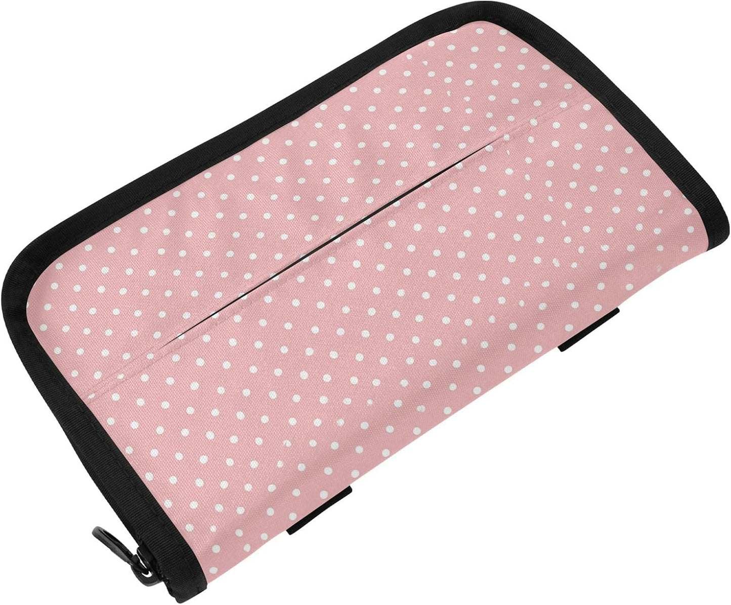 Car Visor Tissue Holder Mask Holder for Car Tissue Box Sun Visor Napkin Holder Visor Accessories Adjustable Straps Reusable Durable Easy Install Light Pink White Polka Dots