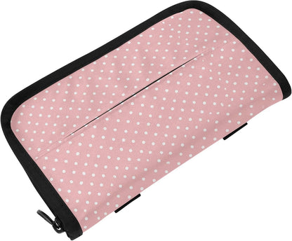 Car Visor Tissue Holder Mask Holder for Car Tissue Box Sun Visor Napkin Holder Visor Accessories Adjustable Straps Reusable Durable Easy Install Light Pink White Polka Dots