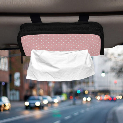 Car Visor Tissue Holder Mask Holder for Car Tissue Box Sun Visor Napkin Holder Visor Accessories Adjustable Straps Reusable Durable Easy Install Light Pink White Polka Dots