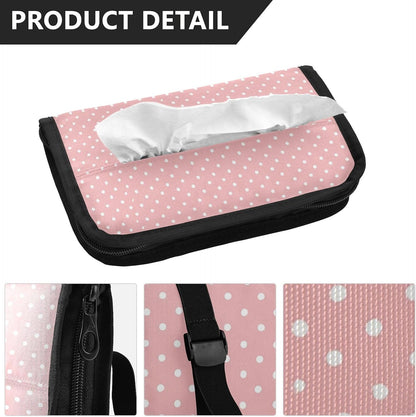 Car Visor Tissue Holder Mask Holder for Car Tissue Box Sun Visor Napkin Holder Visor Accessories Adjustable Straps Reusable Durable Easy Install Light Pink White Polka Dots