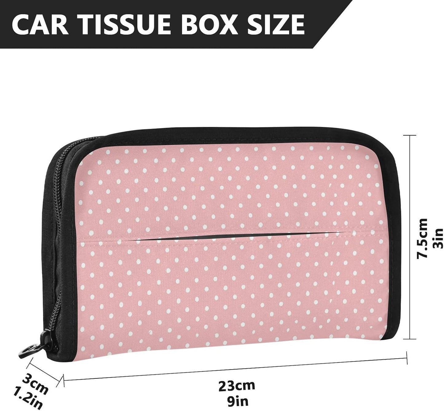 Car Visor Tissue Holder Mask Holder for Car Tissue Box Sun Visor Napkin Holder Visor Accessories Adjustable Straps Reusable Durable Easy Install Light Pink White Polka Dots