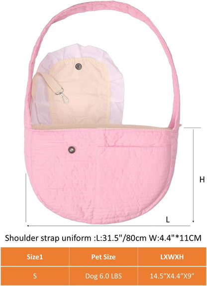 Pet Sling Carrier for Small Dogs & Cats 3-8lbs, Light Pink