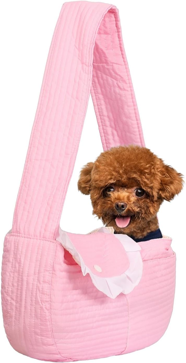 Pet Sling Carrier for Small Dogs & Cats 3-8lbs, Light Pink