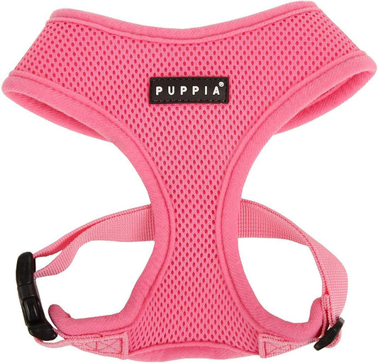 Soft Dog Harness No Choke Over-The-Head Triple Layered Breathable Mesh Adjustable Chest Belt and Quick-Release Buckle, Pink, Small