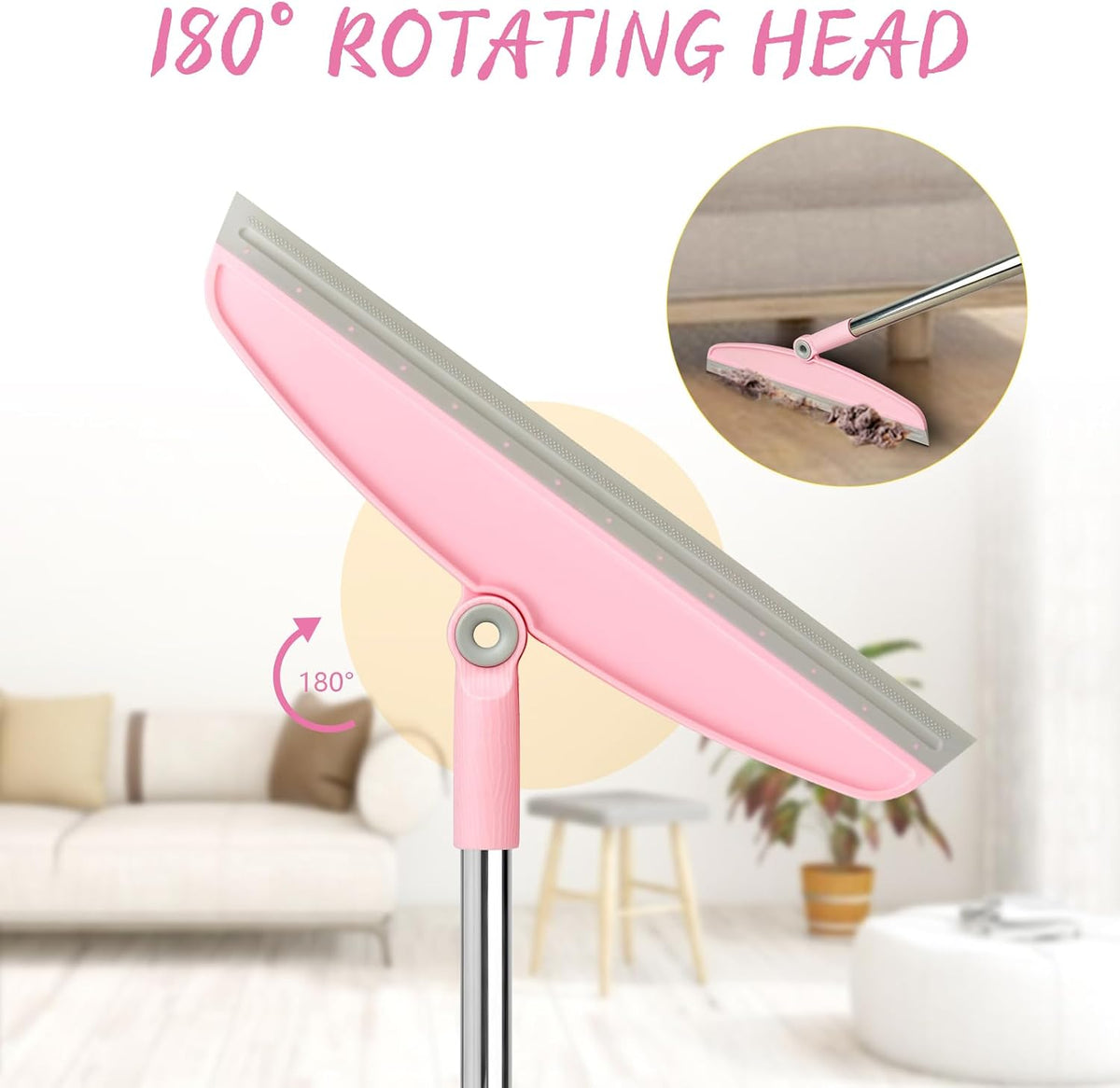AirBroom Multifunction Silicone Broom, 54 Inch-Gray Pink