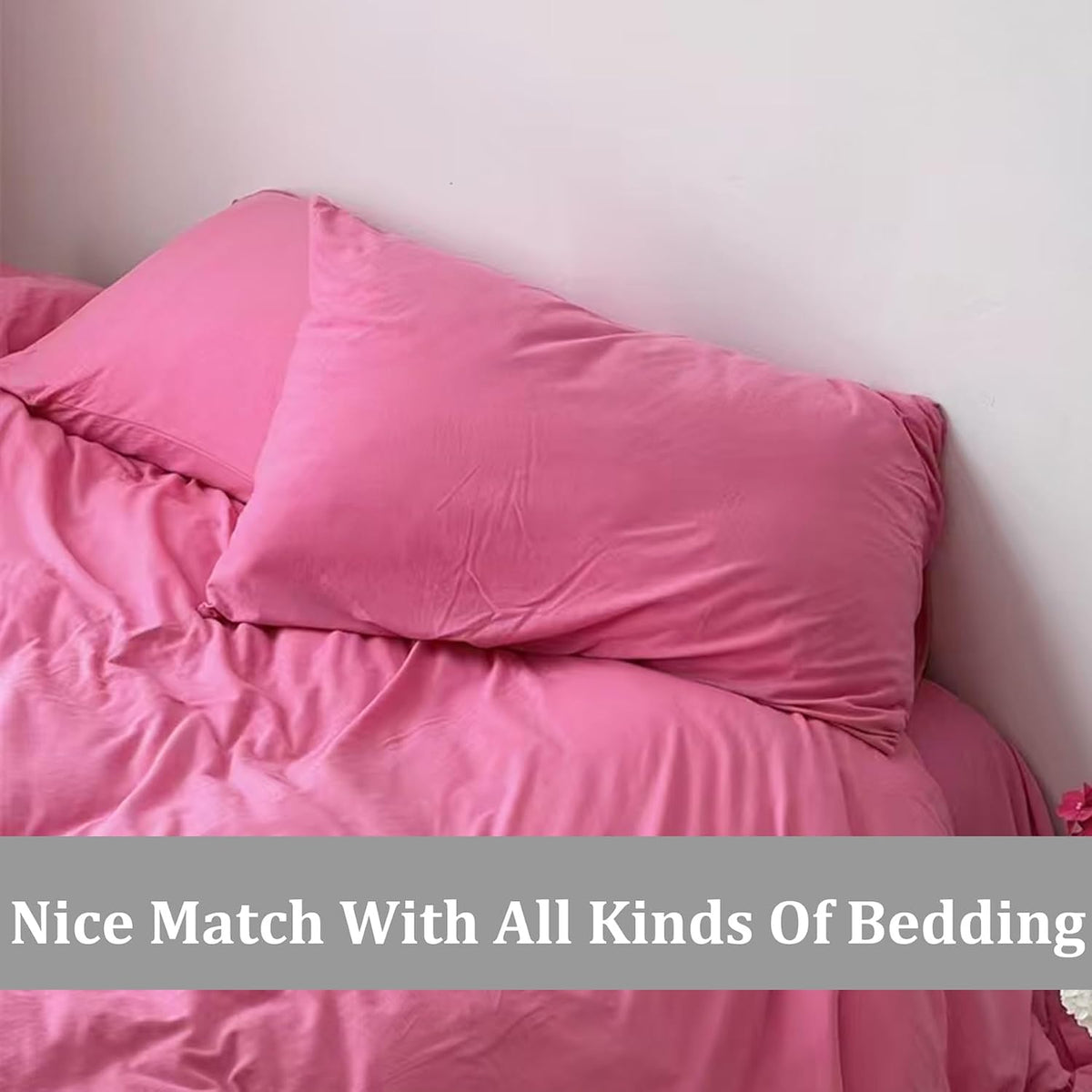 Premium Standard Pillowcases 4 Pack - Pink Queen - Ultra Soft 1800 Thread Count Microfiber- Double Brushed - Allergies Free - Wrinkle Resistant Pillowcase