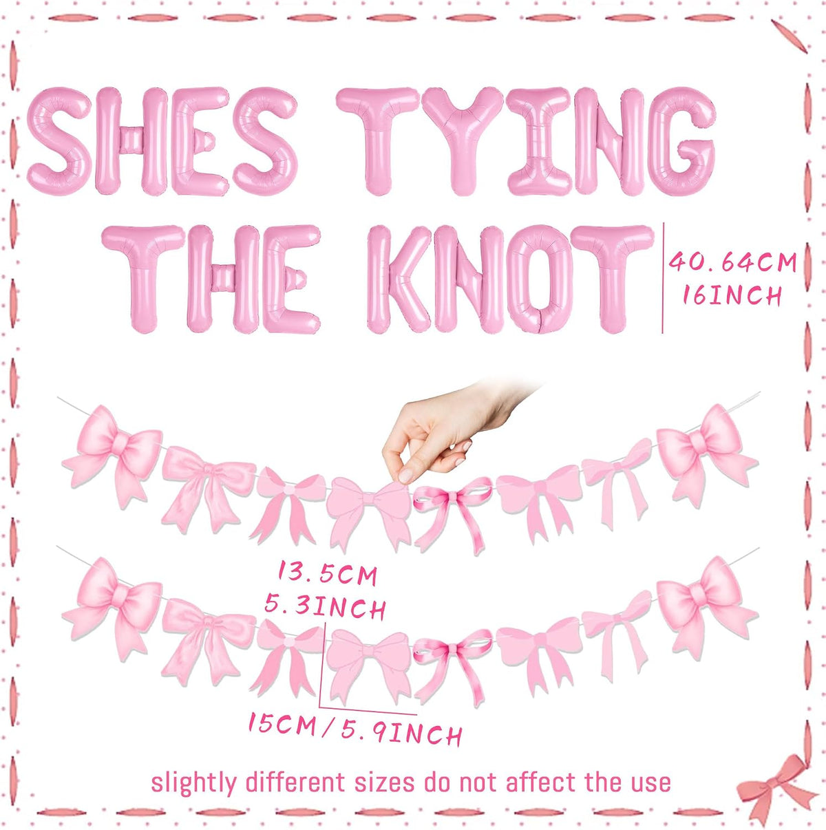 She is Tying The Knot Pink Bow Banner Balloons Coquette Bachelorette Decor