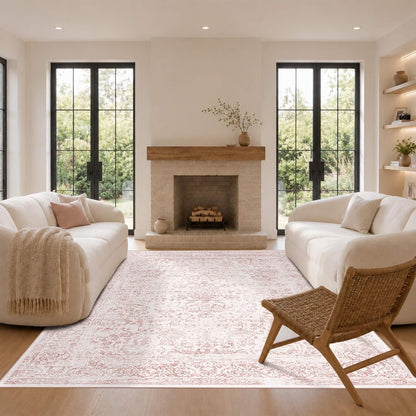 Pink Rug for Girls Bedroom Washable 6x9 Area Rugs for Living Room