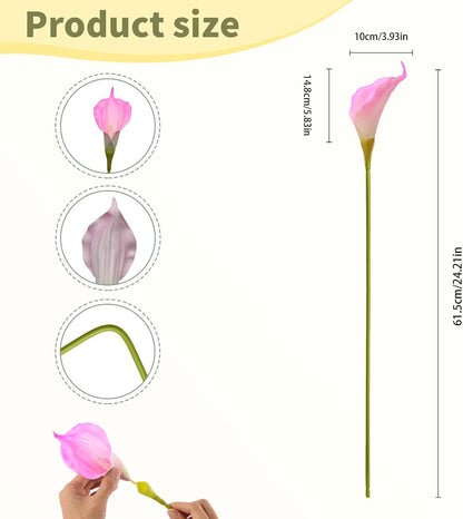 Pink Calla Lily Artificial Flowers 22pcs 25" Faux Calla Lillies