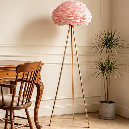 Meefad Feather Floor Lamp Tall Standing Lamp for Bedroom Pink Feather
