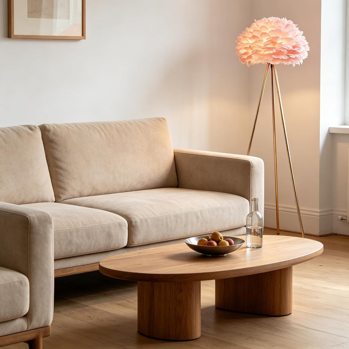 Meefad Feather Floor Lamp Tall Standing Lamp for Bedroom Pink Feather