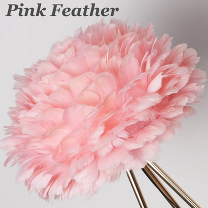 Meefad Feather Floor Lamp Tall Standing Lamp for Bedroom Pink Feather