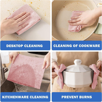 55 Pack Microfiber Cleaning Cloth Roll, Tear Away Reusable Towels, 11" X 9", Ultra Absorbent & Lint Free Cloth for Cars, Kitchen, Window, Home and Shop, Pink