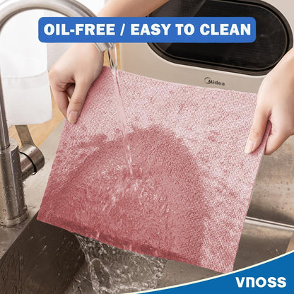 55 Pack Microfiber Cleaning Cloth Roll, Tear Away Reusable Towels, 11" X 9", Ultra Absorbent & Lint Free Cloth for Cars, Kitchen, Window, Home and Shop, Pink