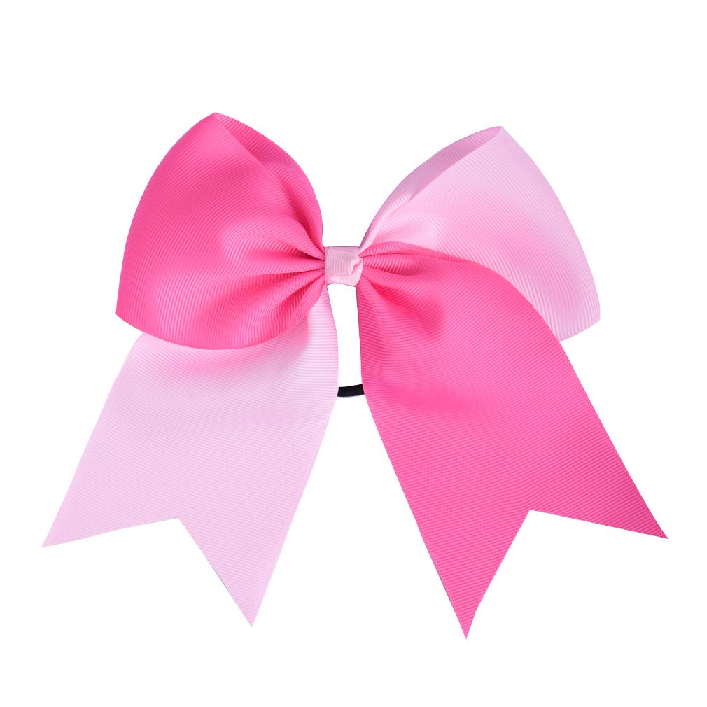 12PCS 8" Two Toned Large Cheer Hair Bows Ponytail Holder Handmade for Teen Girls Softball Cheerleader Sports-Light Pink/Bright Pink