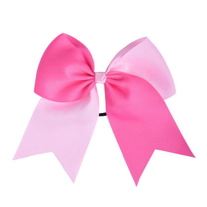 12PCS 8" Two Toned Large Cheer Hair Bows Ponytail Holder Handmade for Teen Girls Softball Cheerleader Sports-Light Pink/Bright Pink