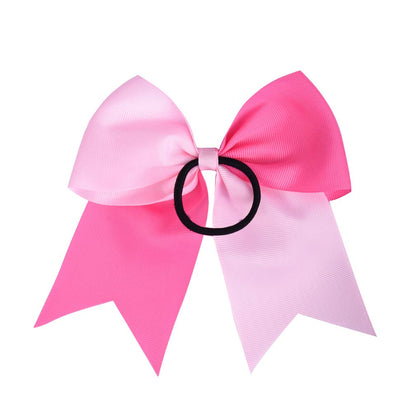 12PCS 8" Two Toned Large Cheer Hair Bows Ponytail Holder Handmade for Teen Girls Softball Cheerleader Sports-Light Pink/Bright Pink