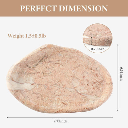 Luxurious Natural Pink Marble Vanity Tray, Cloud Shape Serving Stone Key Tray for Home Decor, 10" x 7" Marble Storage Trays for Bathroom, Stone Plate Holder for Perfume, Candle and Jewelry