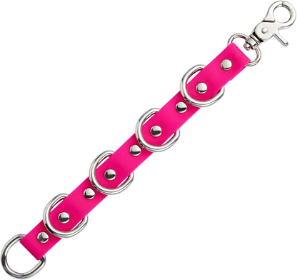 Dog Grooming Loop Extension Strap with 5 D-Rings – 3/4 Inch Wide Waterproof PVC Connector Strap for Pet Safety, Grooming Tables & Bathing (Hot Pink, 11 inch (5 D-Ring))