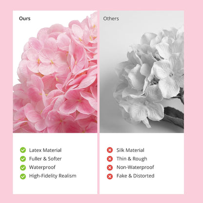 5Pcs Pink Hydrangea Artificial Flowers, 21in Faux Hydrangeas