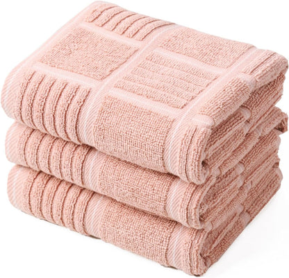 100 Cotton Pink Kitchen Towels, Absorbent Dish Towels for Washing Dishes, Kitchen Hand Towels with Loops for Drying Dishes