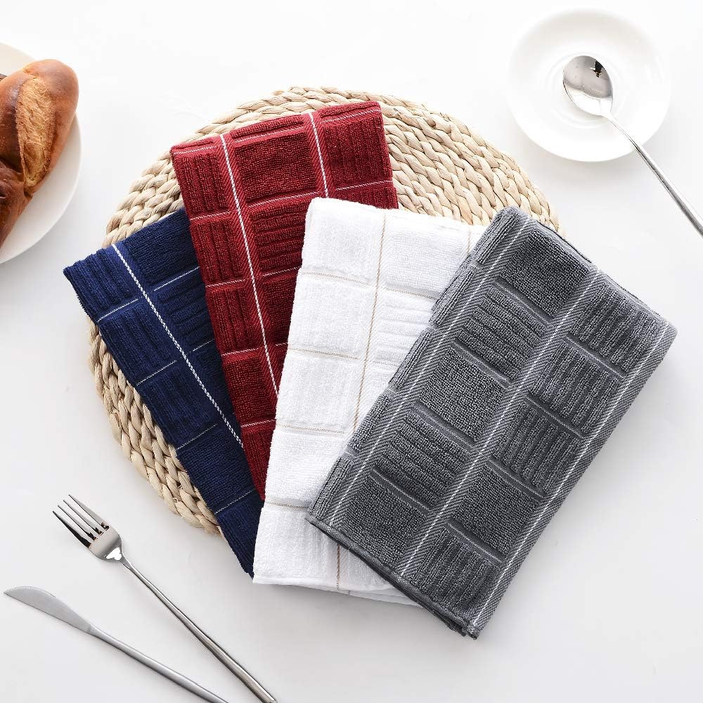100 Cotton Pink Kitchen Towels, Absorbent Dish Towels for Washing Dishes, Kitchen Hand Towels with Loops for Drying Dishes