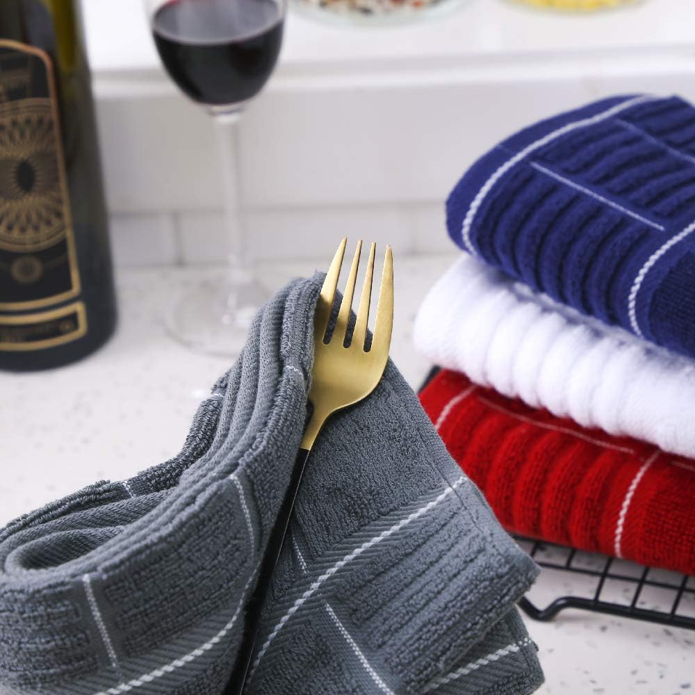 100 Cotton Pink Kitchen Towels, Absorbent Dish Towels for Washing Dishes, Kitchen Hand Towels with Loops for Drying Dishes