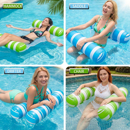 5 Pack Inflatable Pool Floats Adult Size Water Hammock,Hammock Floats for Adults,4-in-1 Multi-Purpose Pool Floating Toys,Pool Rafts Lounge Chairs Floaties,for Adults Vacation Fun and Rest