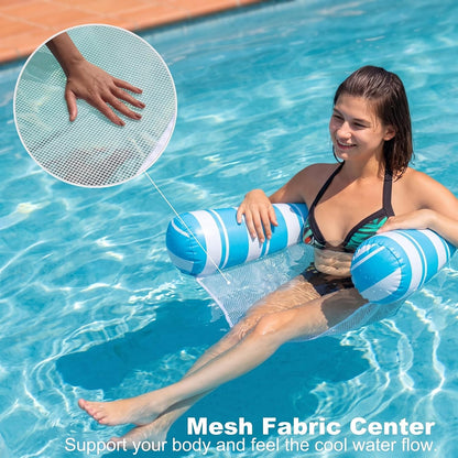 5 Pack Inflatable Pool Floats Adult Size Water Hammock,Hammock Floats for Adults,4-in-1 Multi-Purpose Pool Floating Toys,Pool Rafts Lounge Chairs Floaties,for Adults Vacation Fun and Rest