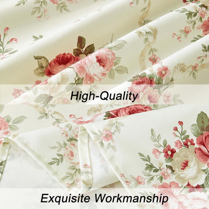 Vintage Floral Rectangle Tablecloth Shabby Chic Flower Table Cloth Spring Table Cover Waterproof for Dinner Kitchen Picnic, Pink, 60x84 Inches