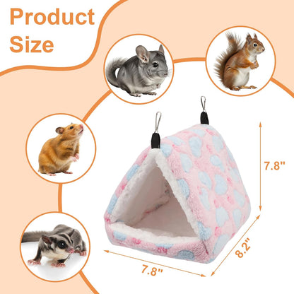 Sugar Glider Bed Cozy Small Animal Hammock Hanging House Washable Warm Guinea Pig Hideout Hamster Cave Accessories for Rat Hamster Gerbil Sugar Glider Chinchilla Squirrel and Bird (Large Pink)