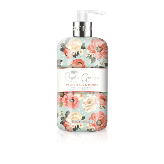 Liquid Hand Soap Wash with Dispenser, Royale Garden, Peach Peony & Jasmine, 16.9oz/500ml