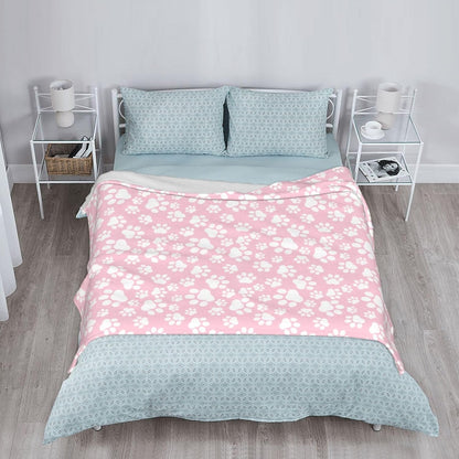 Cute Dog Paws Pink Fleece Throw Blanket Ultra Soft Cozy Pet Animal Footprints Decorative Flannel Blanket for Home Bed Couch Chair Travel 40x30in