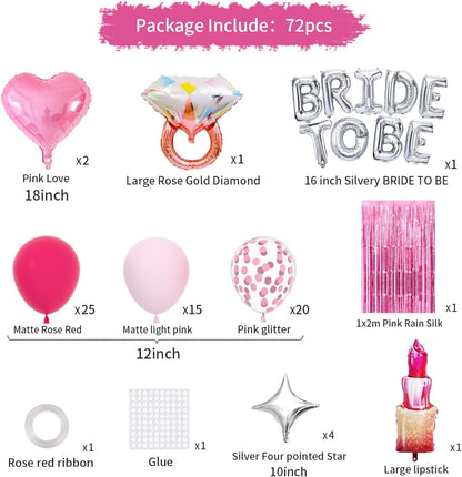 Classy Pink Bachelorette Party Decorations - Rose Red Hot Pink Balloons Bride To Be Balloons Fringe Curtain for Girls Last Rodeo Bridal Shower Bride To Be Bachelorette Decorations Naughty