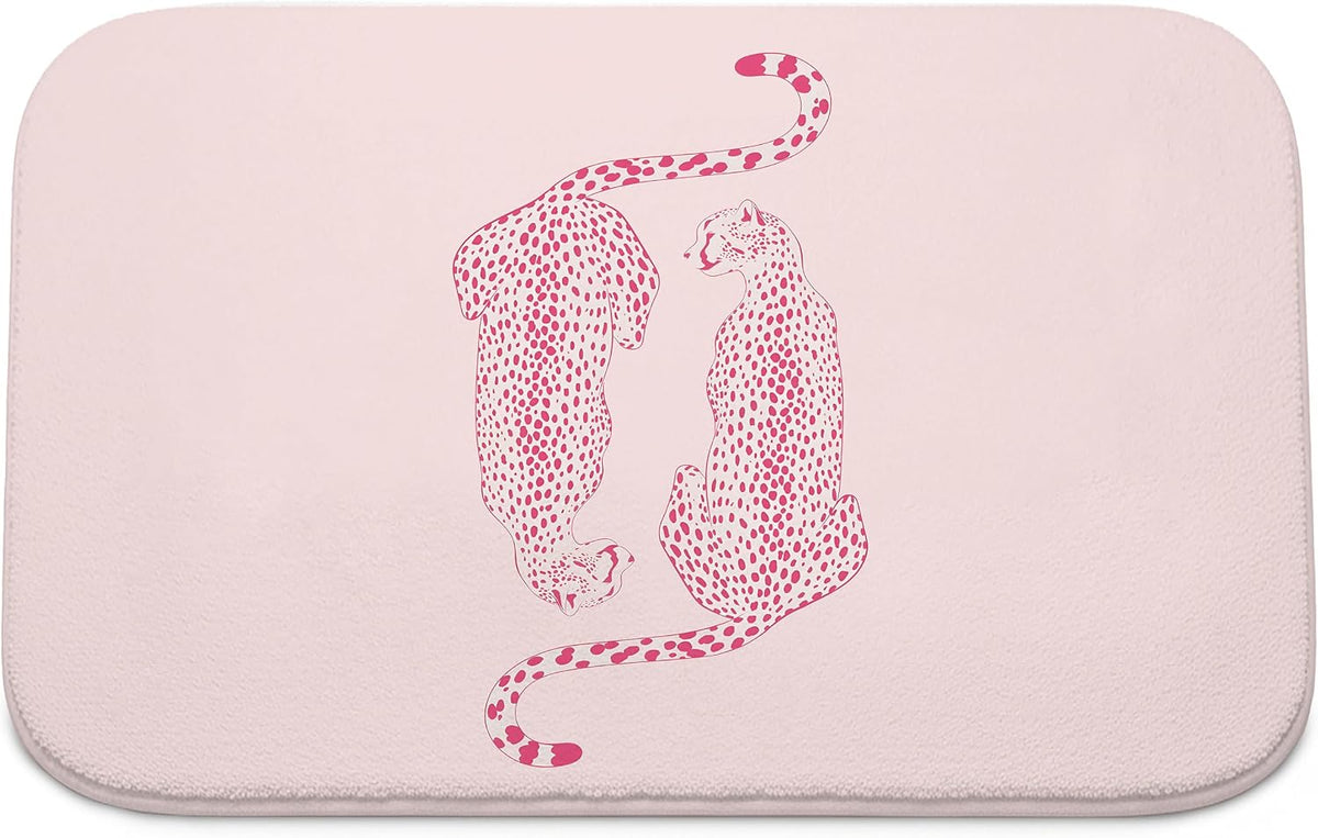 Preppy Pink Leopard Bath Mat