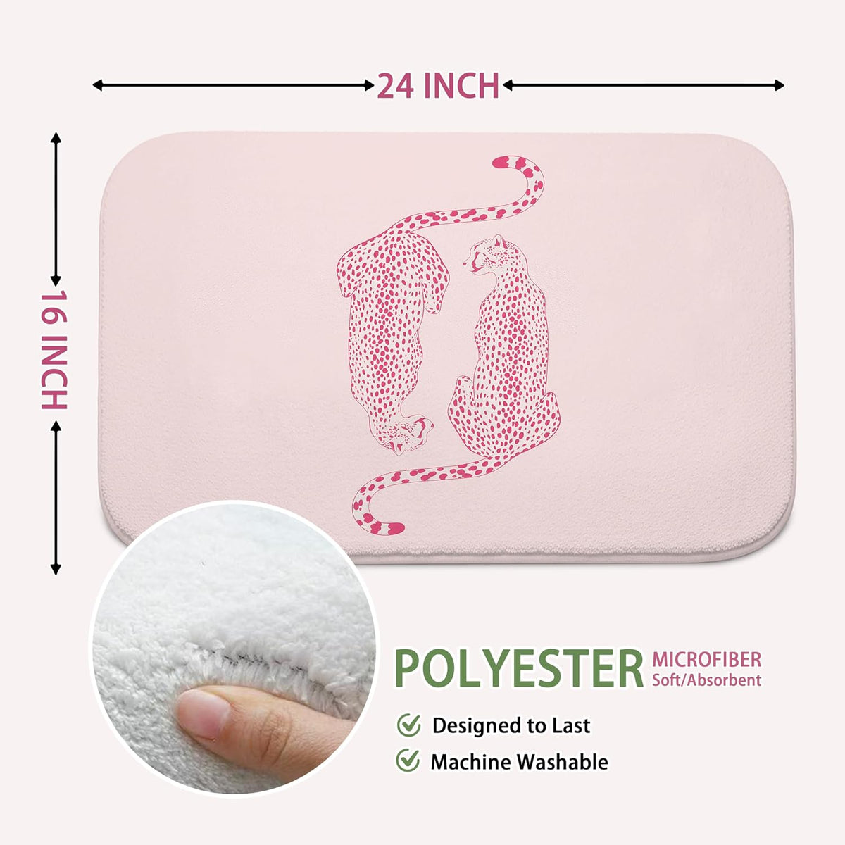 Preppy Pink Leopard Bath Mat