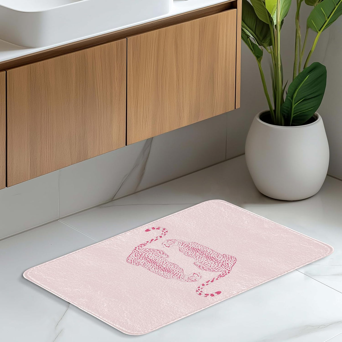Preppy Pink Leopard Bath Mat