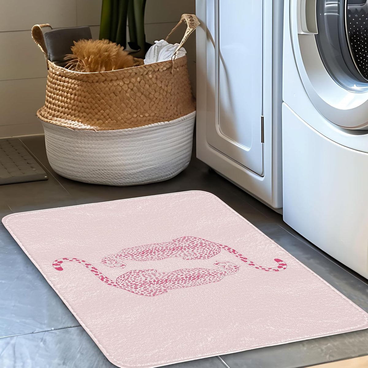 Preppy Pink Leopard Bath Mat