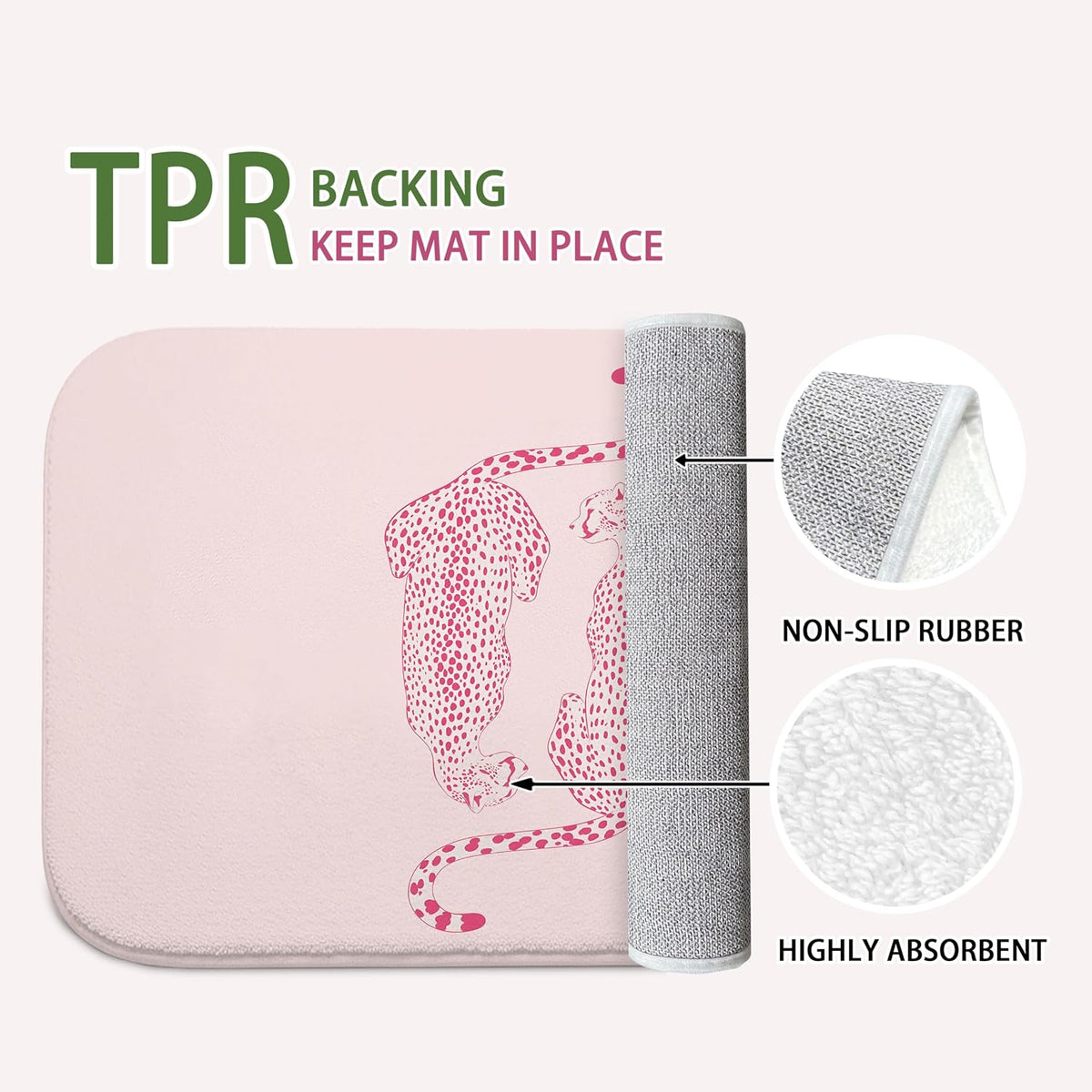 Preppy Pink Leopard Bath Mat