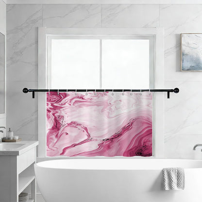 Pink Shower Window Curtains, Modern Abstract Marble Bathroom Window Curtain Small Short Bathroom Window Curtain Waterproof Fabric Machine Washable 8 PCS Hooks,40" Wx36 L