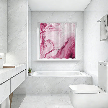 Pink Shower Window Curtains, Modern Abstract Marble Bathroom Window Curtain Small Short Bathroom Window Curtain Waterproof Fabric Machine Washable 8 PCS Hooks,40" Wx36 L