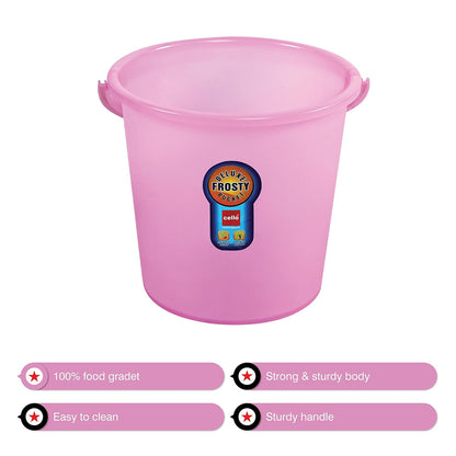 Plastic Frosty Bucket Delux | Light Weight and Easy to Carry | Strong and Durable Buckets | Perfect for Use in Bathrooms, Kitchen & Wet Utility Areas | 20 Litre | Pink
