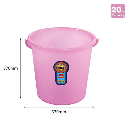 Plastic Frosty Bucket Delux | Light Weight and Easy to Carry | Strong and Durable Buckets | Perfect for Use in Bathrooms, Kitchen & Wet Utility Areas | 20 Litre | Pink