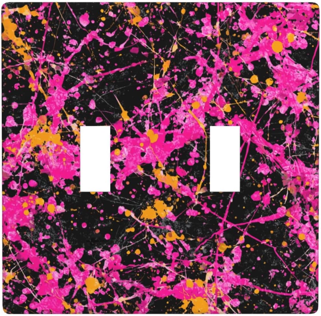 Neon Pink Abstract Paint Splatter Double Gang Toggle Light Cover Wall Plate Switch Decor Standard Size - 4.5" X 4.5"