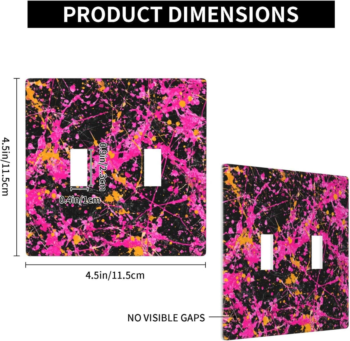 Neon Pink Abstract Paint Splatter Double Gang Toggle Light Cover Wall Plate Switch Decor Standard Size - 4.5" X 4.5"