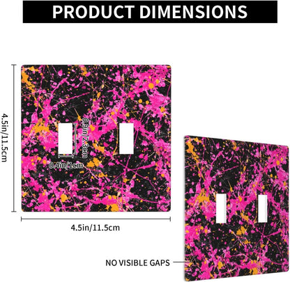 Neon Pink Abstract Paint Splatter Double Gang Toggle Light Cover Wall Plate Switch Decor Standard Size - 4.5" X 4.5"