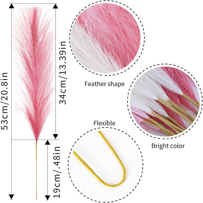 30Pcs Faux Pampas Grass,21.6" Artificial Pompous Grass for Home Wedding Boho Valentine St. Patrick Independence Halloween Fall Christmas Party Decor,Blush Pink White