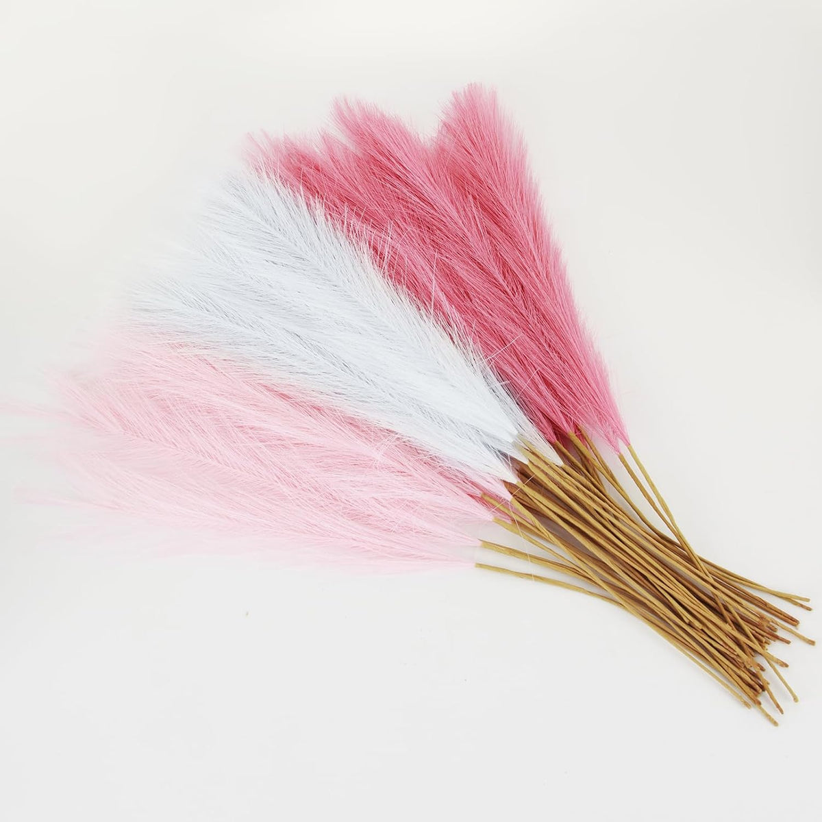 30Pcs Faux Pampas Grass,21.6" Artificial Pompous Grass for Home Wedding Boho Valentine St. Patrick Independence Halloween Fall Christmas Party Decor,Blush Pink White