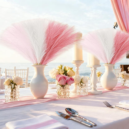 30Pcs Faux Pampas Grass,21.6" Artificial Pompous Grass for Home Wedding Boho Valentine St. Patrick Independence Halloween Fall Christmas Party Decor,Blush Pink White